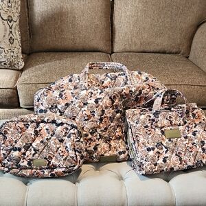 Vera Bradley Floral Quilted Travel Bag Set